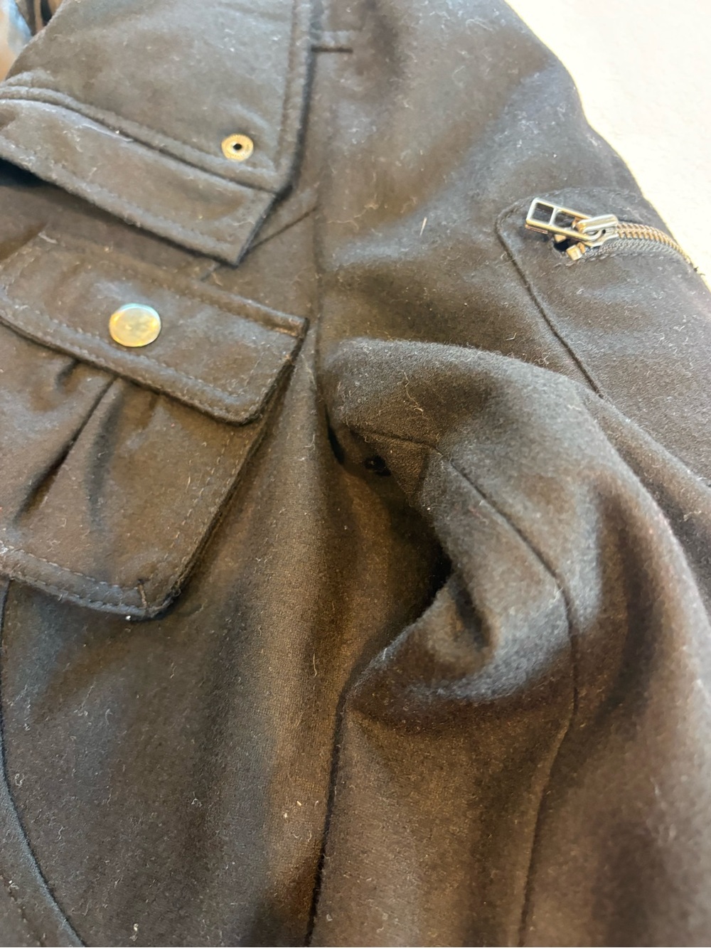 H&M Divided Black Wool Blend Utility Cargo Jacket Size 6 - Picture 11 of 14
